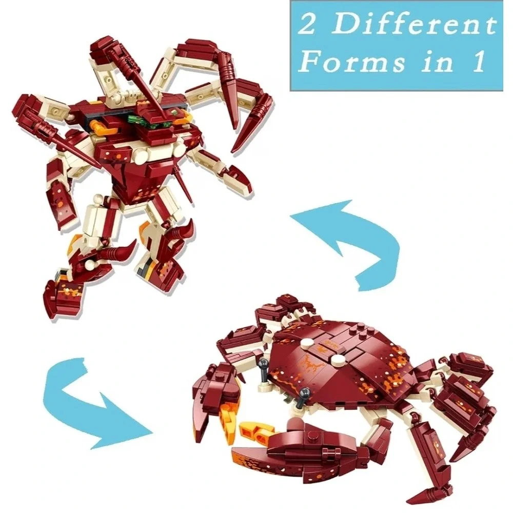 ODIPON Sea Creature 2-in-1 Crab Mecha Building Block Set 663019 242 Pcs New